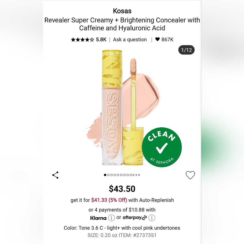 New Kosas Concealer with Applicator